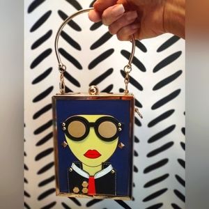 Chic handbag with face , hard case